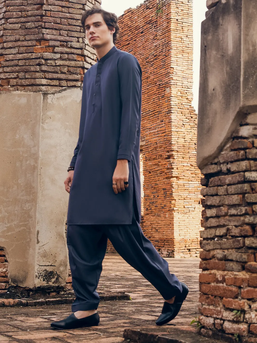 Dark Grey Kameez Shalwar - Al-Ks-2910 1