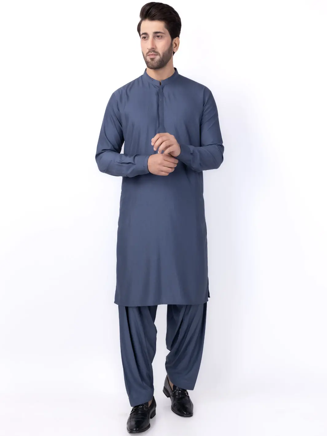 Grey Blended Kameez Shalwar - Al-Ks-3047 1