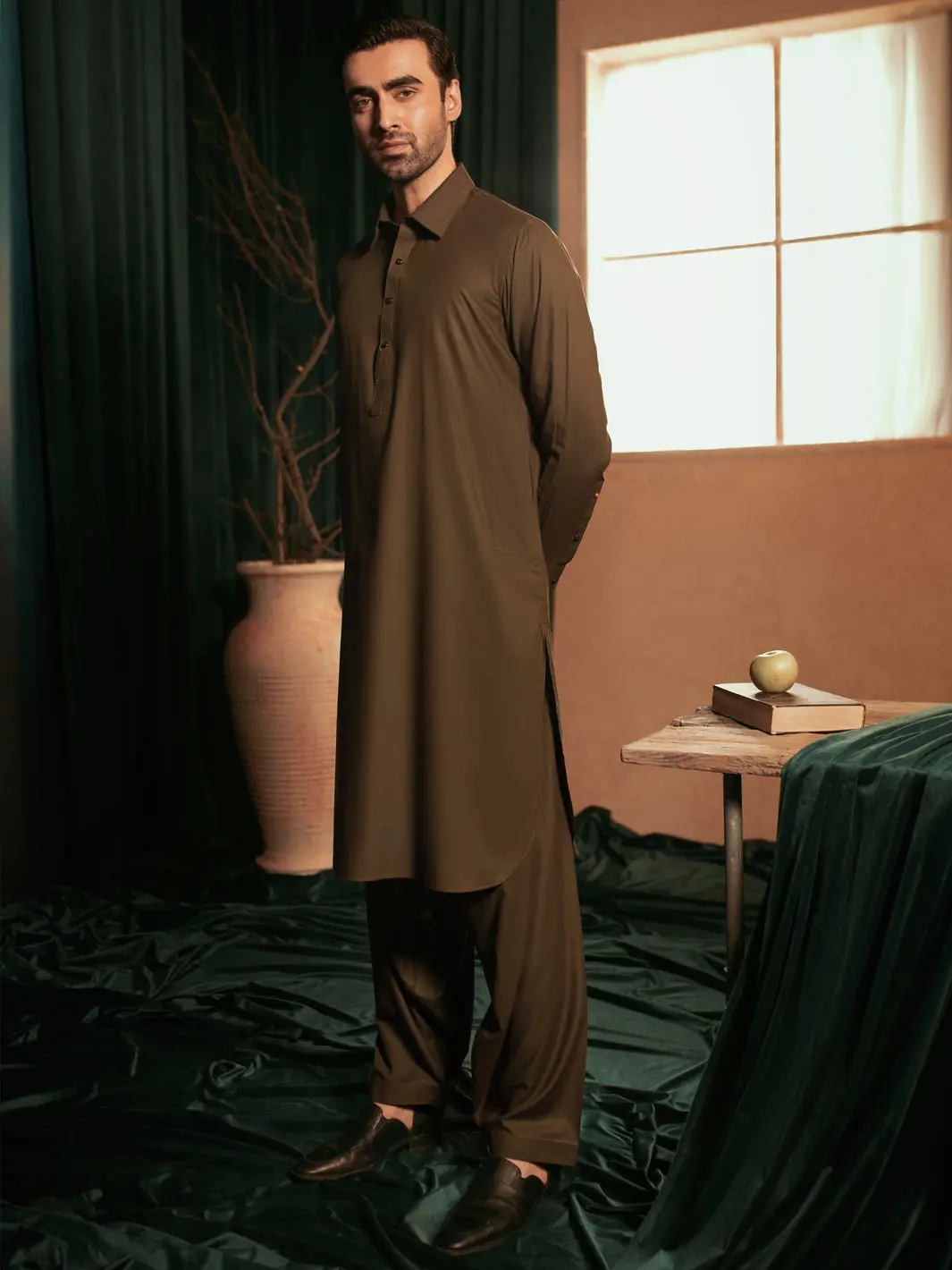 Grey Blended Kameez Shalwar - Alwa-Ks-392 1