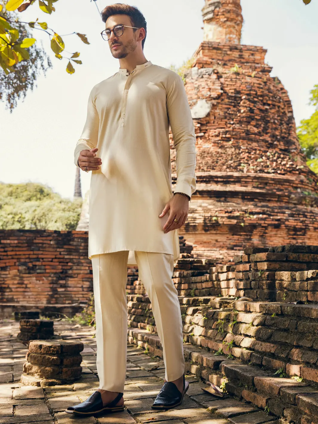 Cream Kurta Trousers - Al-Kt-2904 1
