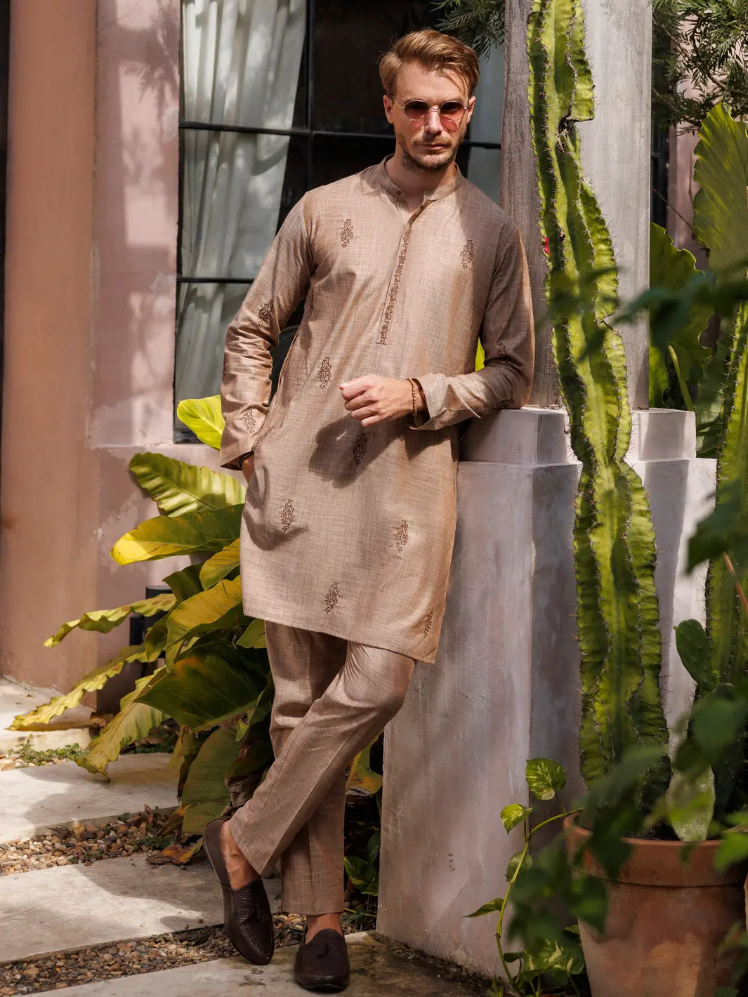 Light Brown Cotton Kurta Trouser - Al-Kt-2929 1