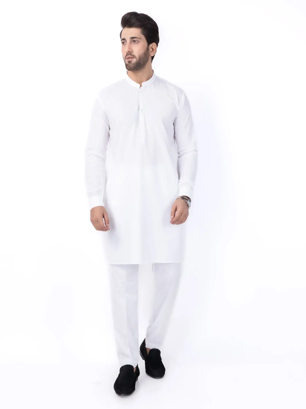 White Poly Cotton Kurta Trouser - Al-Kt-3046B 1
