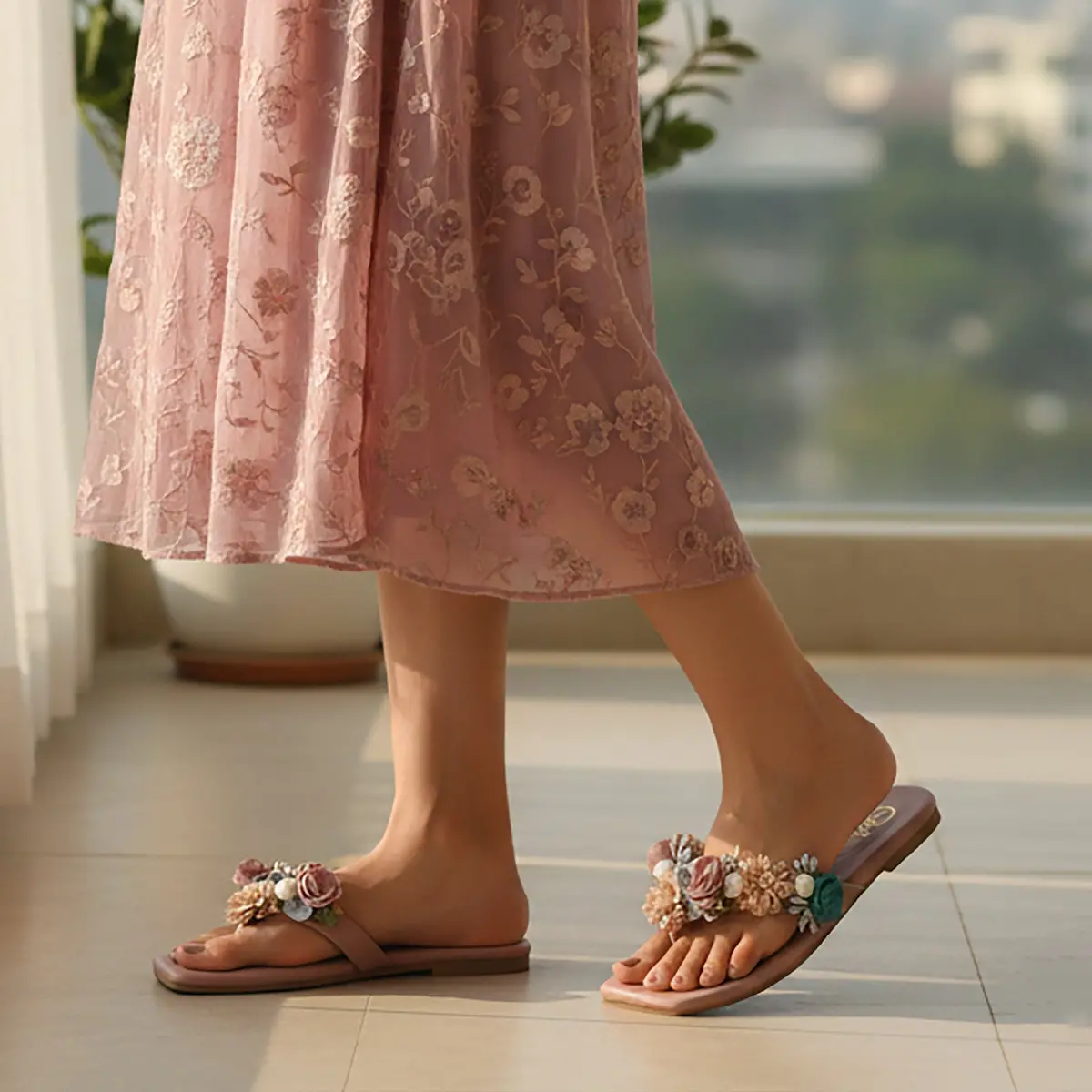 Women's Floral Chappals 1