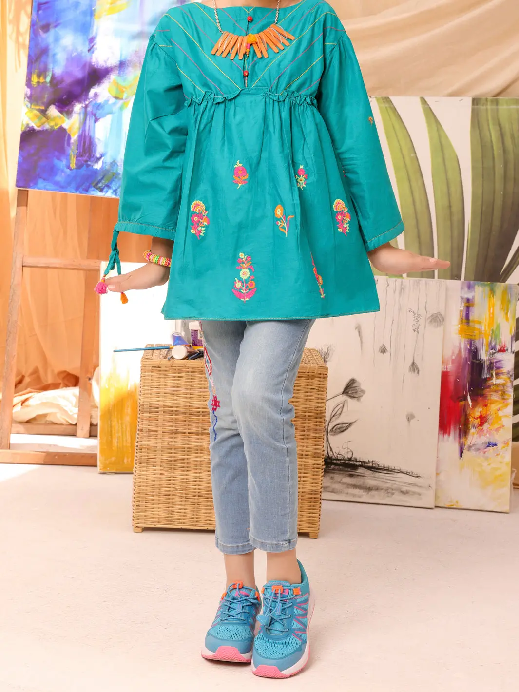 Teal Cambric Kurti - Alt-Lk-1006 1