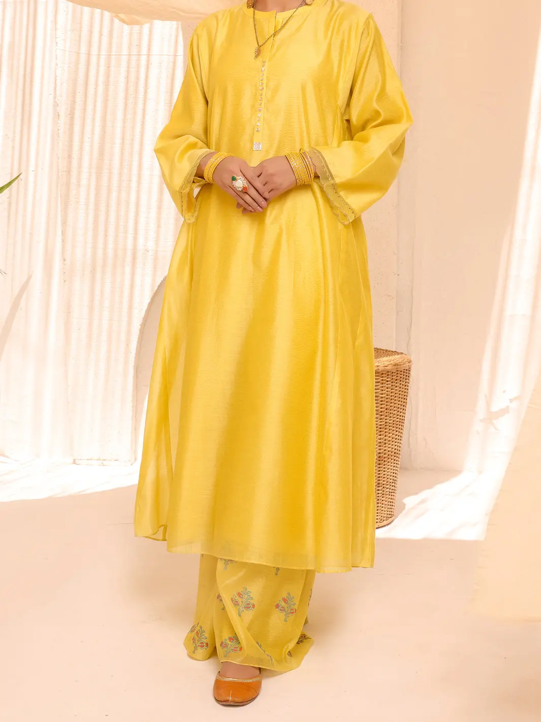 Yellow Modal 2Pc Stitched - Alcr-2Ps-Lks-1057 1