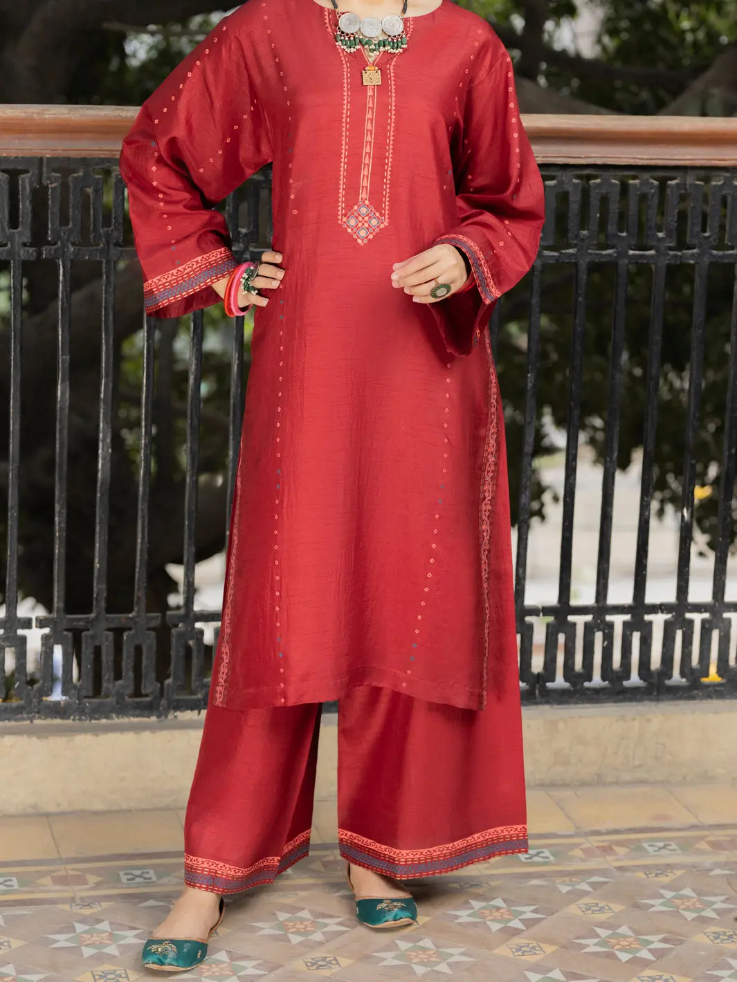 Maroon Raw Silk 2 Piece Stitched - Alt-2Ps-Lks-1135 1
