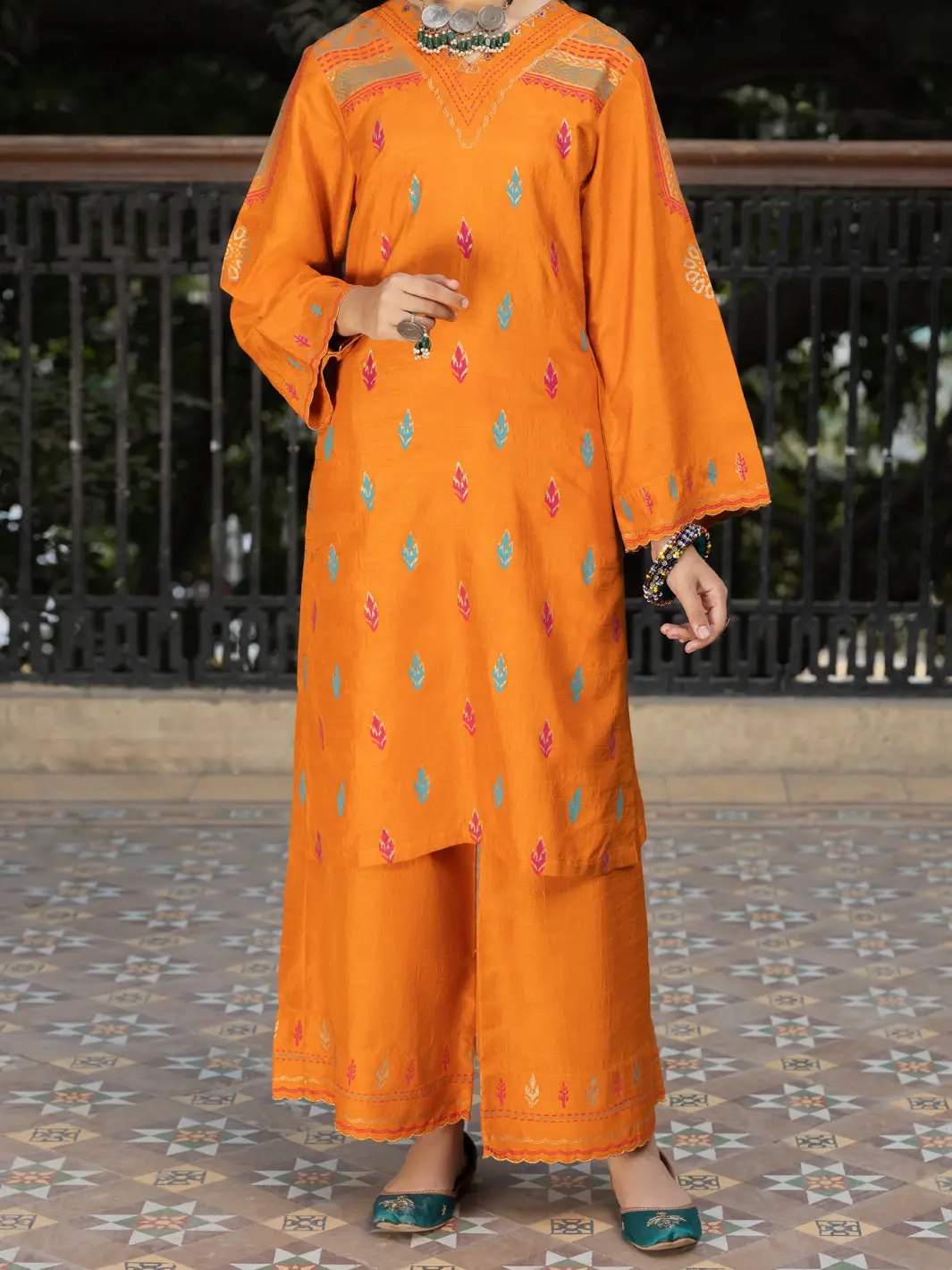 Orange Raw Silk 2 Piece Stitched - Alt-2Ps-Lks-1136 1