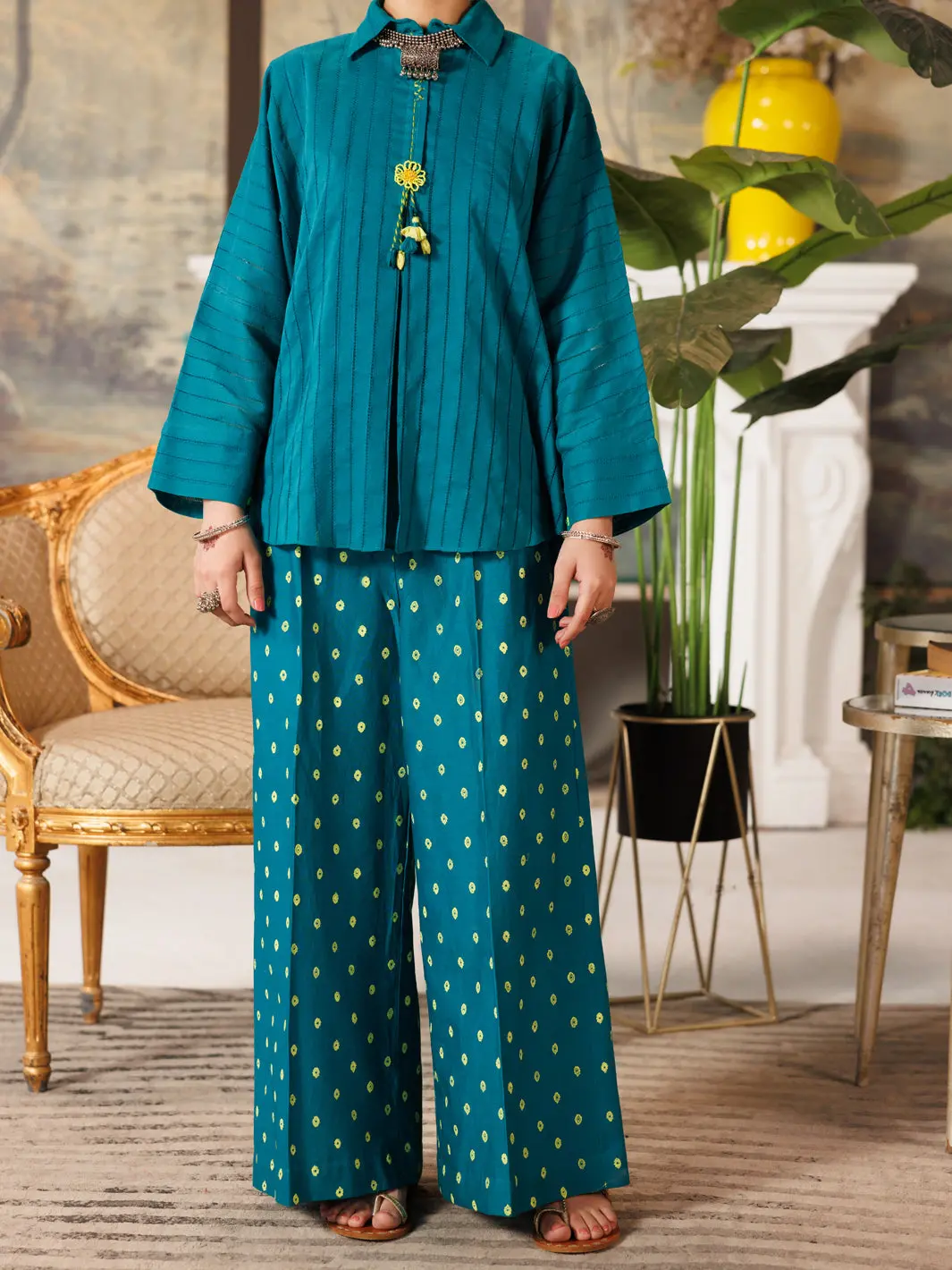 Green Cotton Dobby 2 Piece Stitched - Alt-2Ps-Lks-1159 1