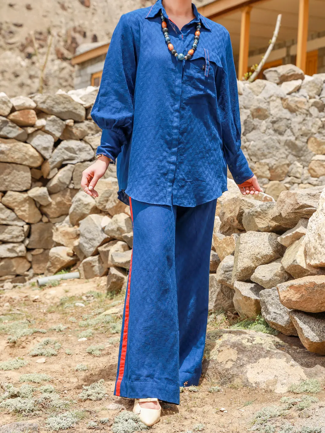 Navy Blue Dobby 2Pc Stitched - Alp-2Ps-Lks-1461 1