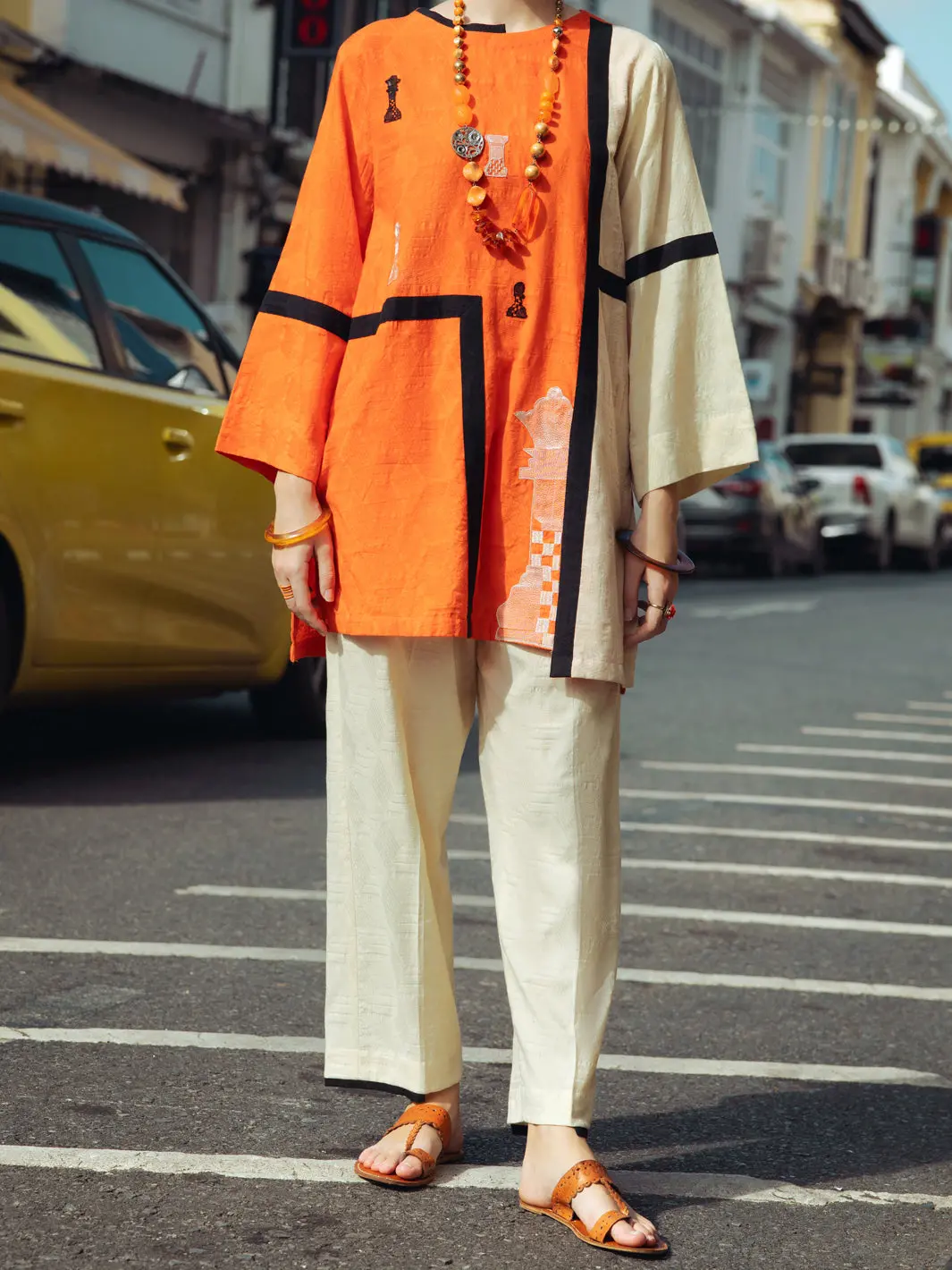 Orange Dobby 2Pc Stitched - Alp-2Ps-Lks-1794 1