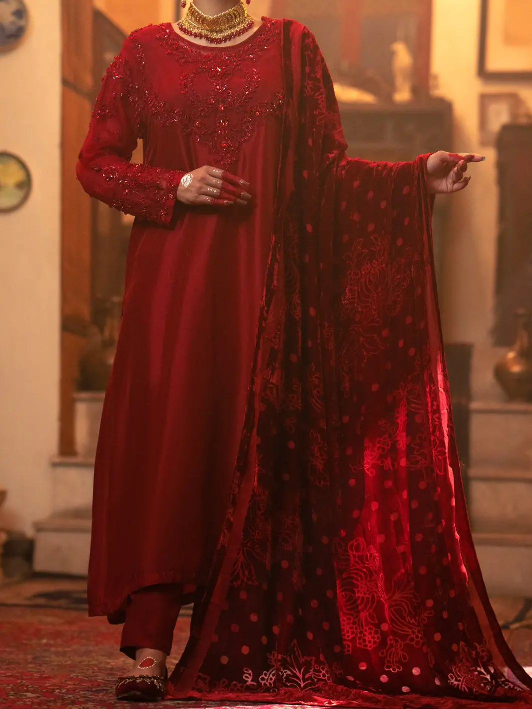 Red Shisha Silk 3Pc Formal Stitched - Al-3Ps-Ls-439 1