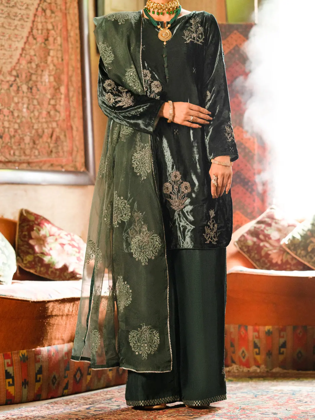 Teal Velvet 3Pc Formal Unstitched - Al-3Ps-Ls-Un-440 1