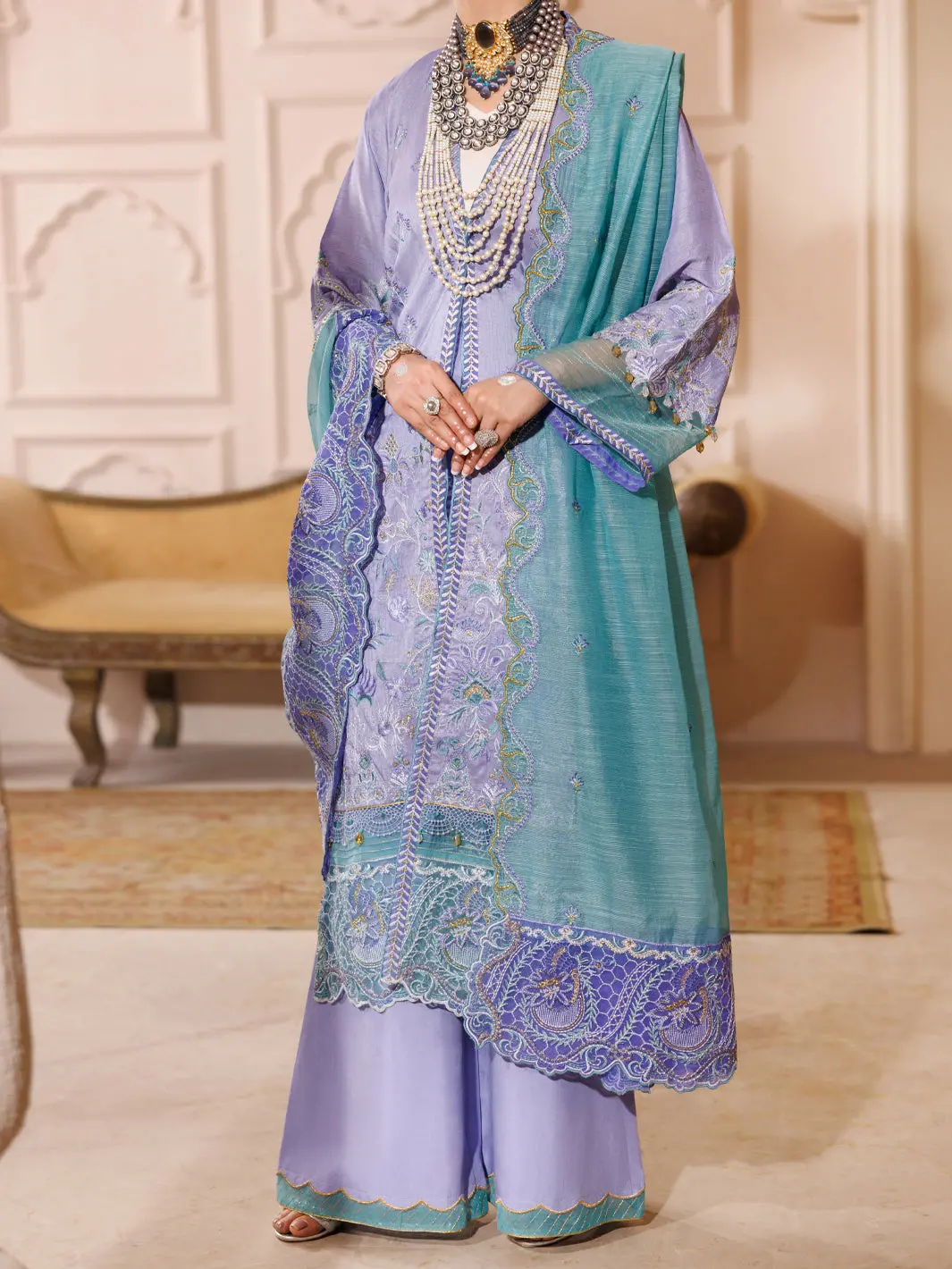 Light Purple Raw Silk 3Pc Formal Unstitched - Al-3Ps-Ls-Un-454 1