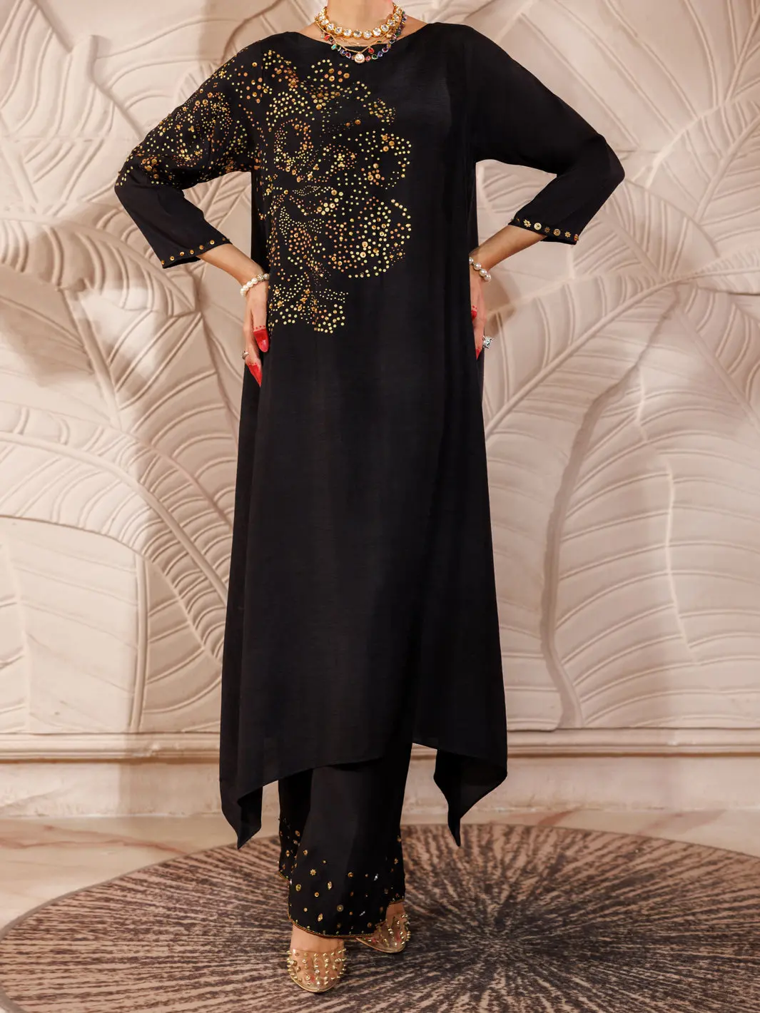 Black Raw Silk 2Pc Formal Stitched - Al-Ls-Lks-476 1