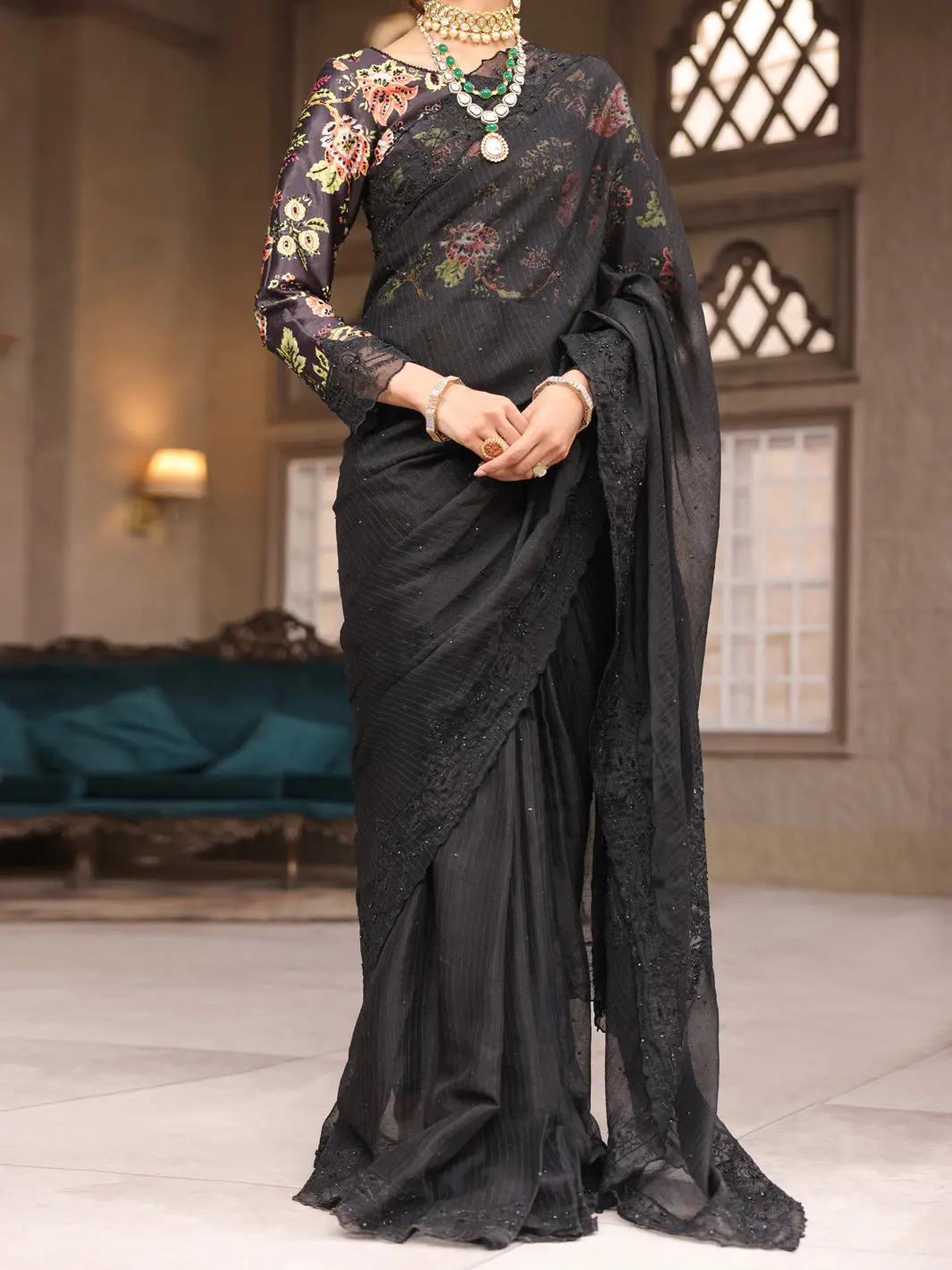 Black 3Pc Unstitched - Al-3Ps-Ls-Sr-Un-431 1
