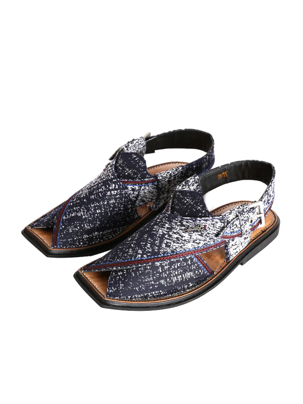 Blue & White Peshawari Chappal - Mfw-Fb-039 1