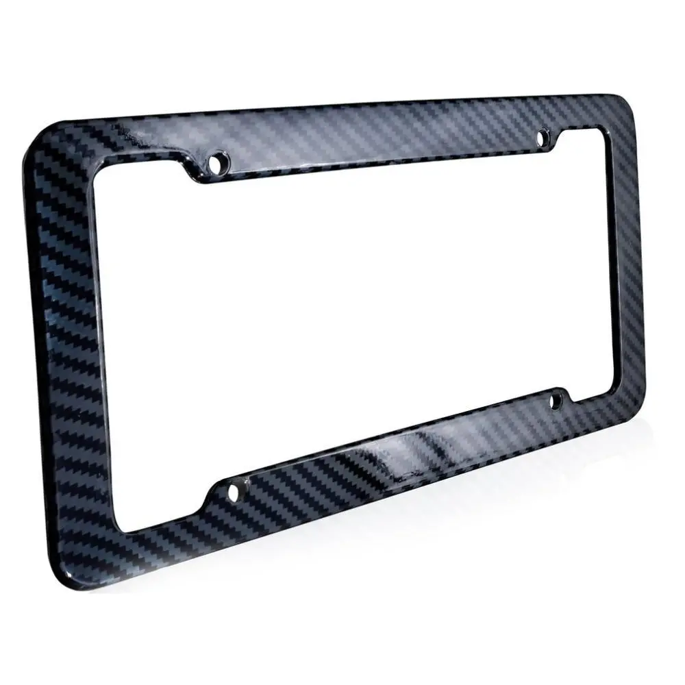 Premium Carbon Fiber Black Vehicle License Plate Holder Frame 1