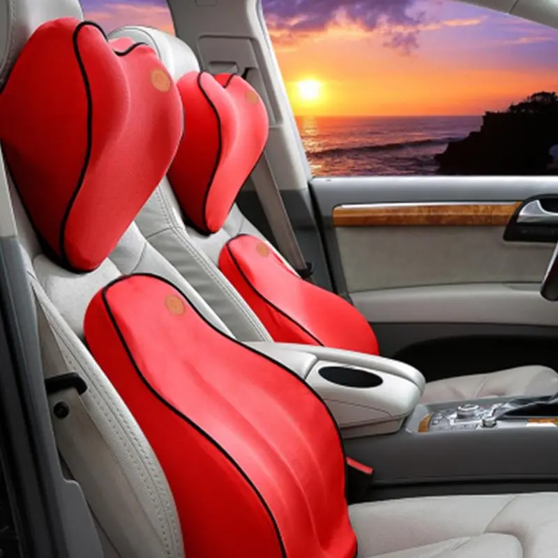 Car Seat Lumbar Back Support Pillow Cushion & Headrest 4