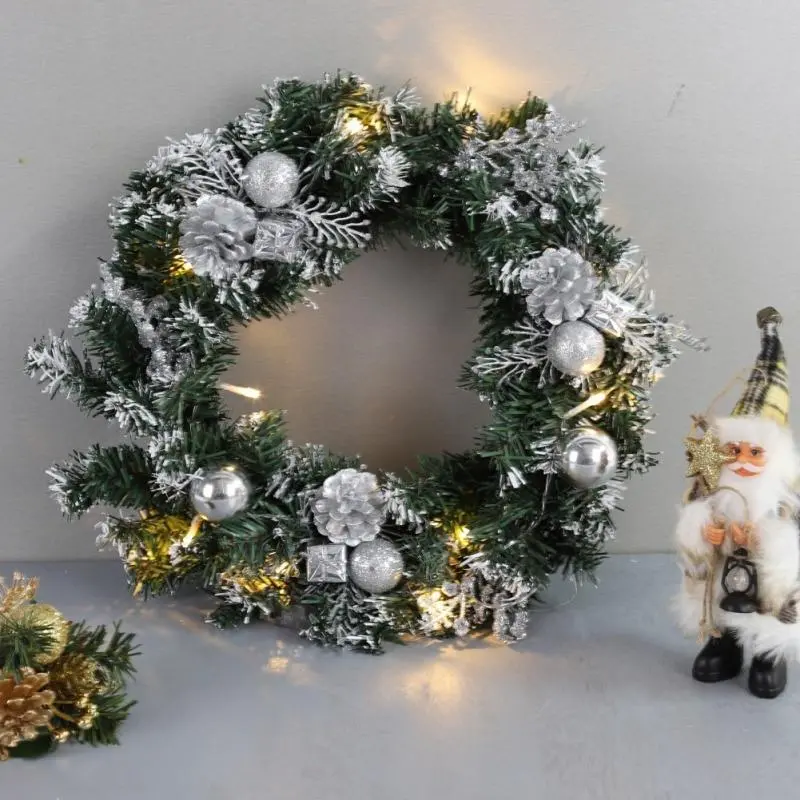 Artificial Led Lighted Christmas Hanging Wreath 7