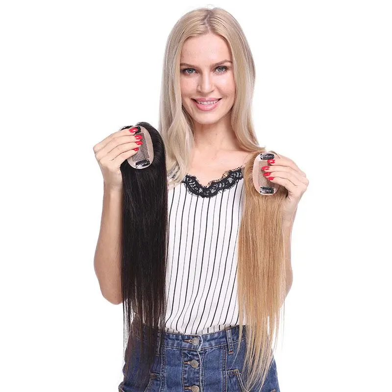 Human Hair Clip On Hair Topper Pieces For Women 1