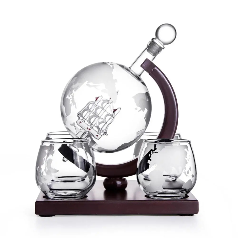 Ultimate Globe Whiskey Decanter Set With 4 Glasses 2