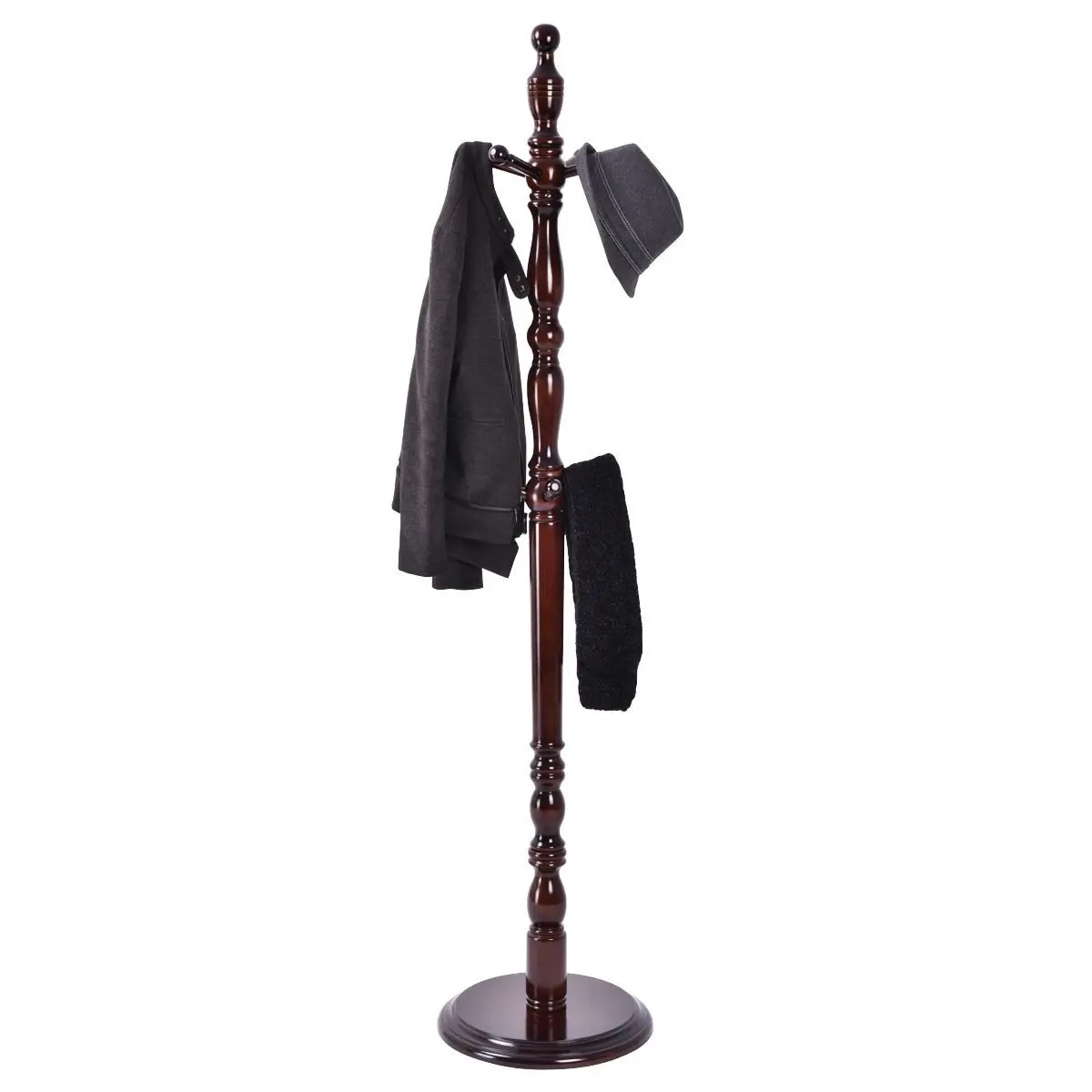 Wooden Freestanding Entryway Coat Hanger Rack With 8 Hooks 1