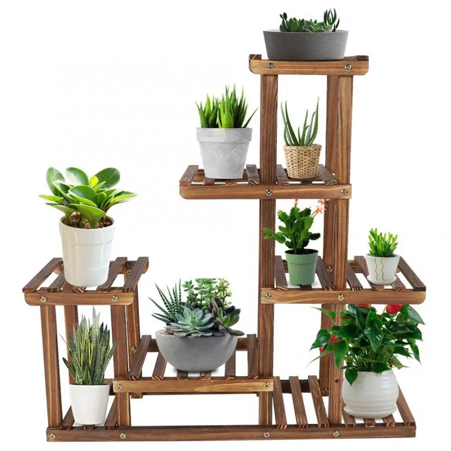 Large Multi Tiered Indoor Wooden Plant Stand 1