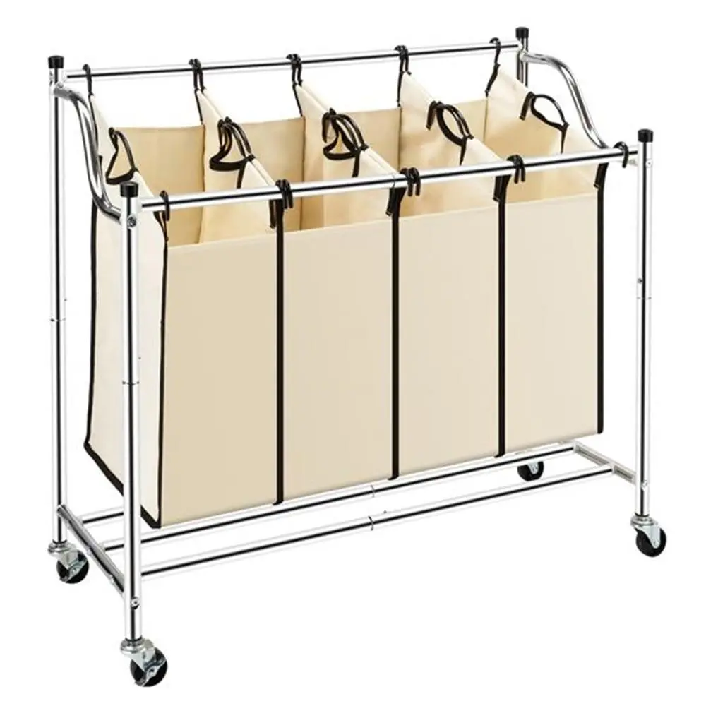 4 Section Laundry Sorter Dividing Hamper Basket 1