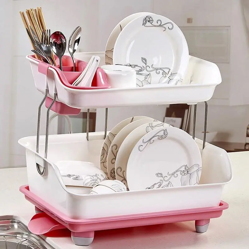 Compact 2 Tier Kitchen Dish Drying Drainer Rack 3