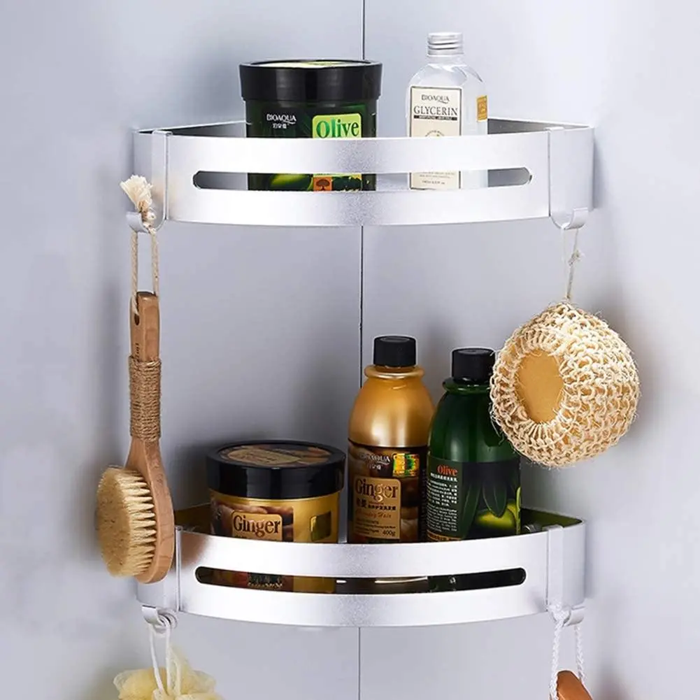 Large Wall Mounted Bathroom Shower Corner Shelf Caddy Rack 2