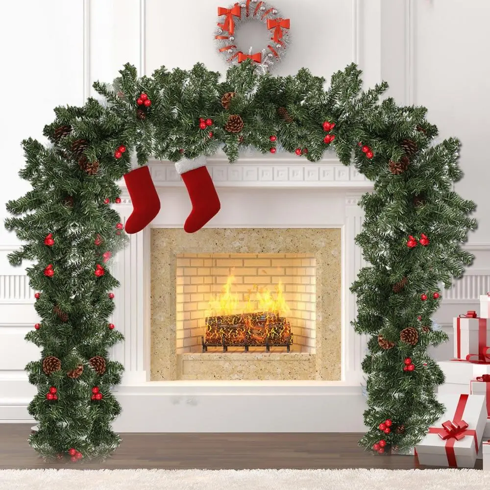 Large Holiday Christmas Pine Cone Mantle Garland 1
