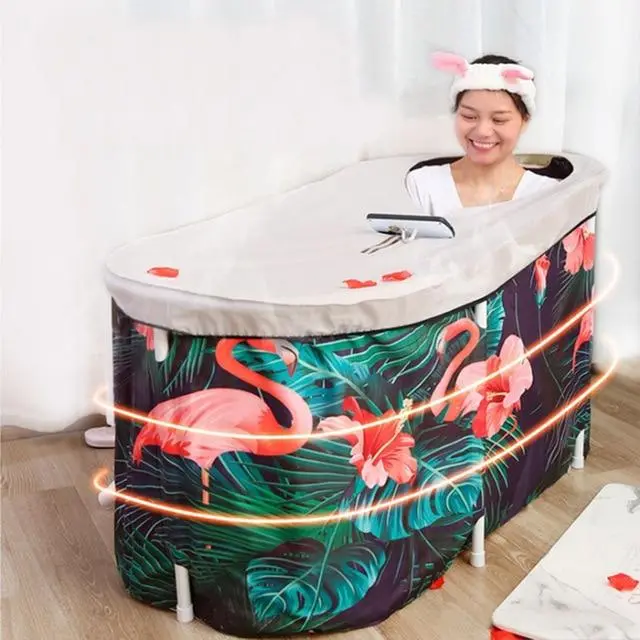 Spacious Portable Folding Adult Soaking Shower Bathtub 1