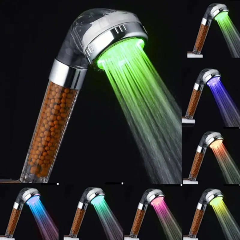 Led High Pressure Handheld Shower Head With Lights 1