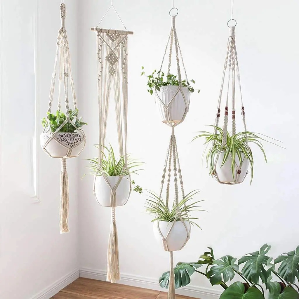 Premium Macrame Ceiling Hanging Planter Holder 4 Pack 1