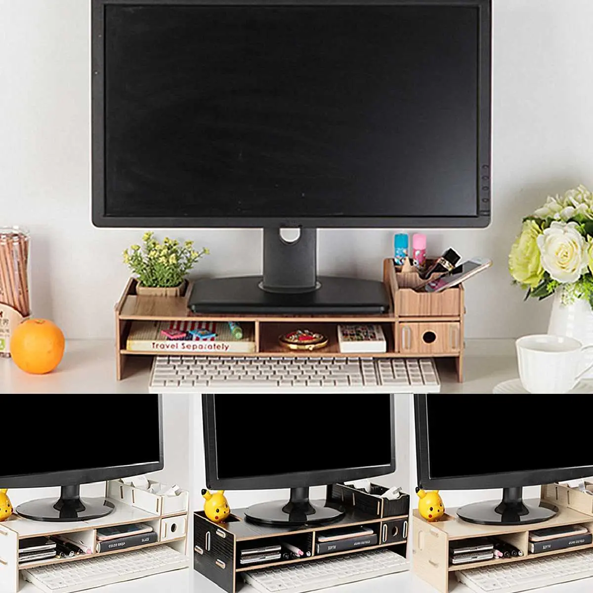 Computer Monitor Riser Mount Stand With Drawer 1