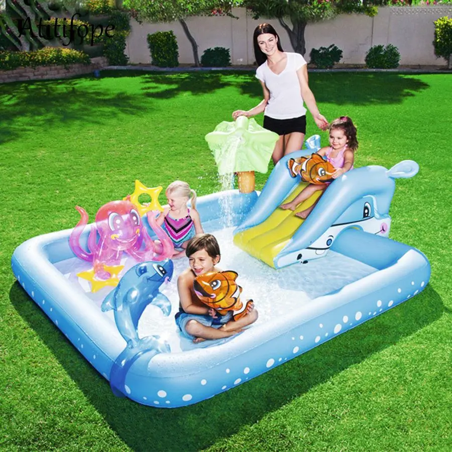 Kids Backyard Inflatable Blow Up Water Slide Pool 1