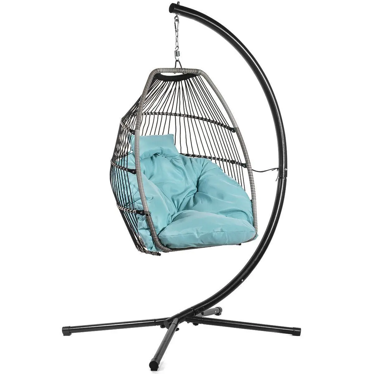 Large Spacious Outdoor Hanging Egg Chair With Stand 1
