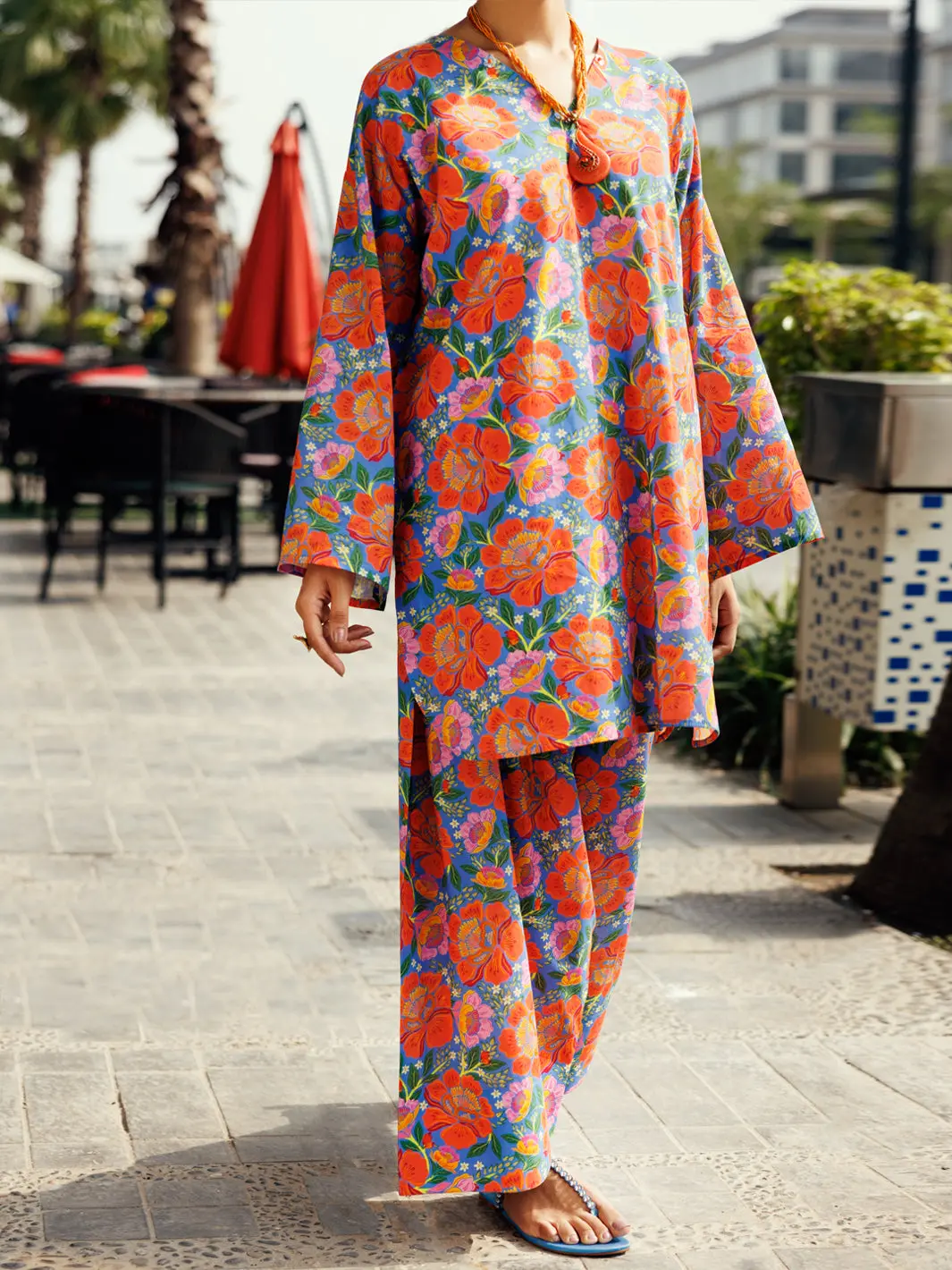 Multicolor Lawn Co-Ord Set - Alp-2Ps-Slks-2237 1