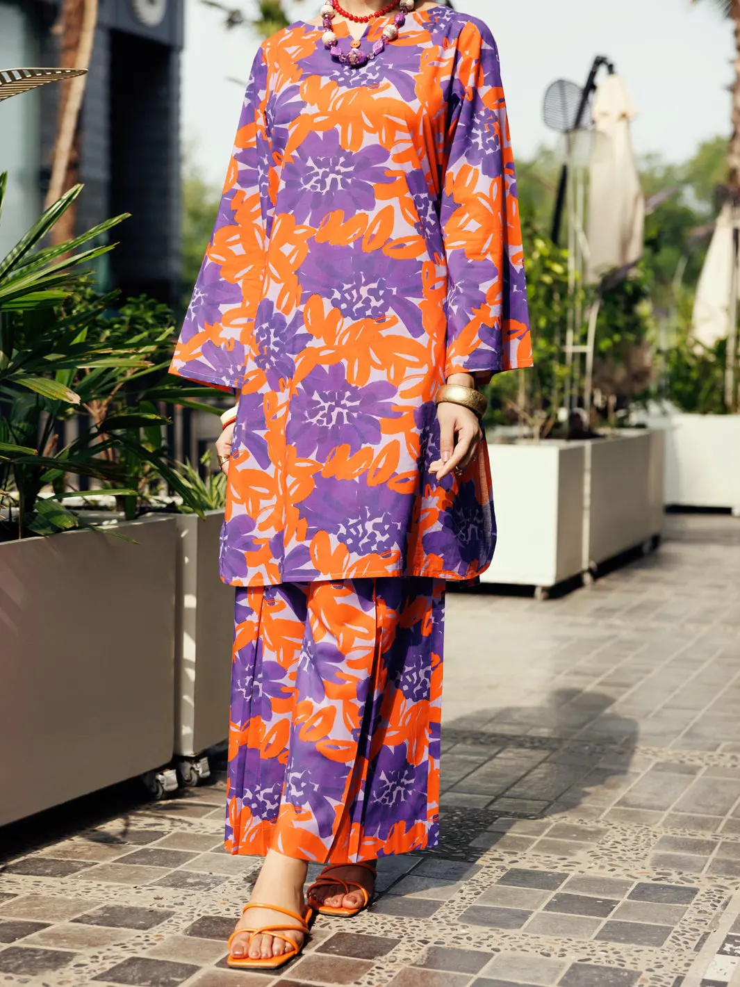 Purple Lawn Co-Ord Set - Alp-2Ps-Slks-2238 1