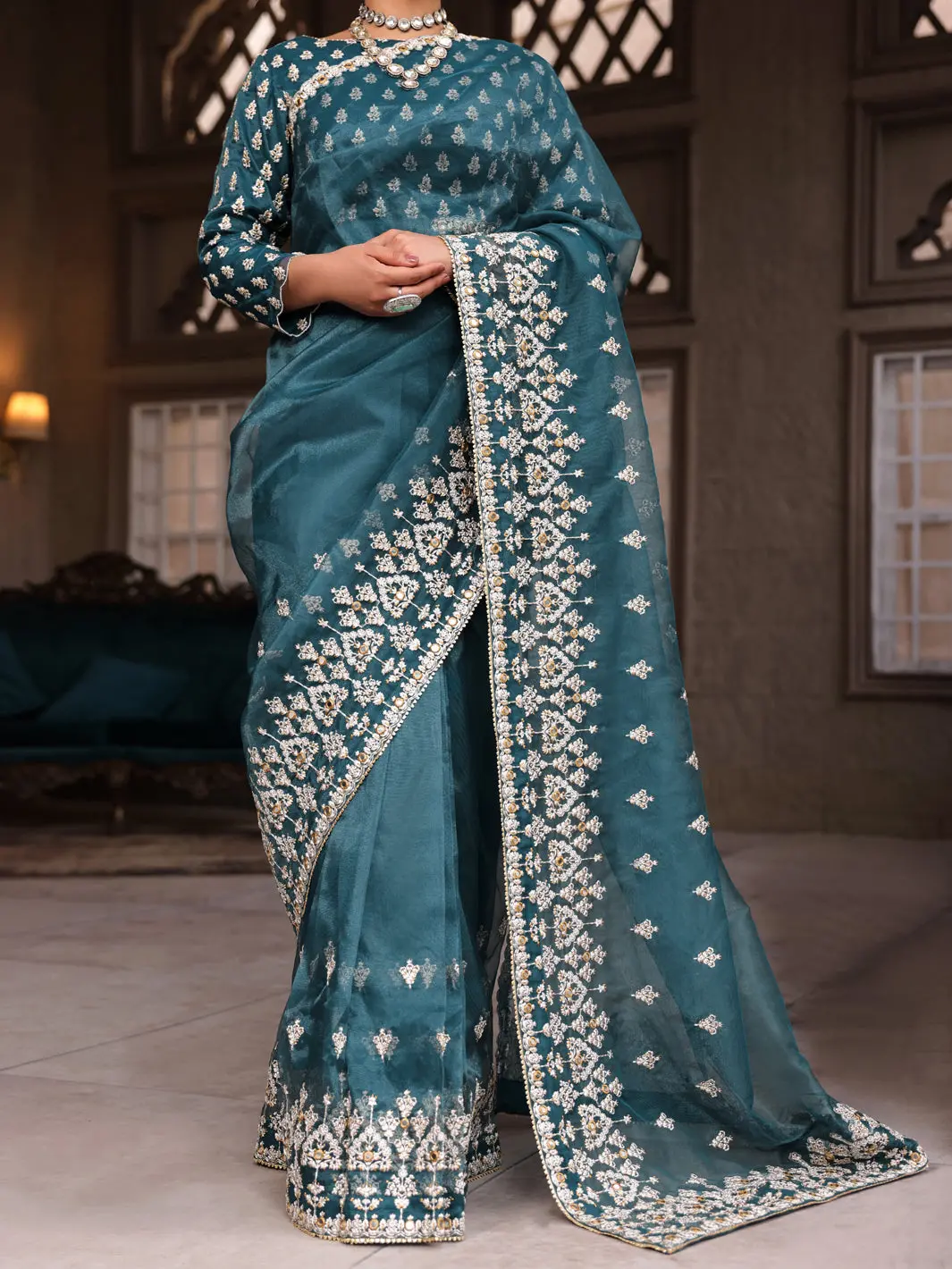 Teal 3Pc Unstitched - Al-3Ps-Ls-Sr-Un-430 1