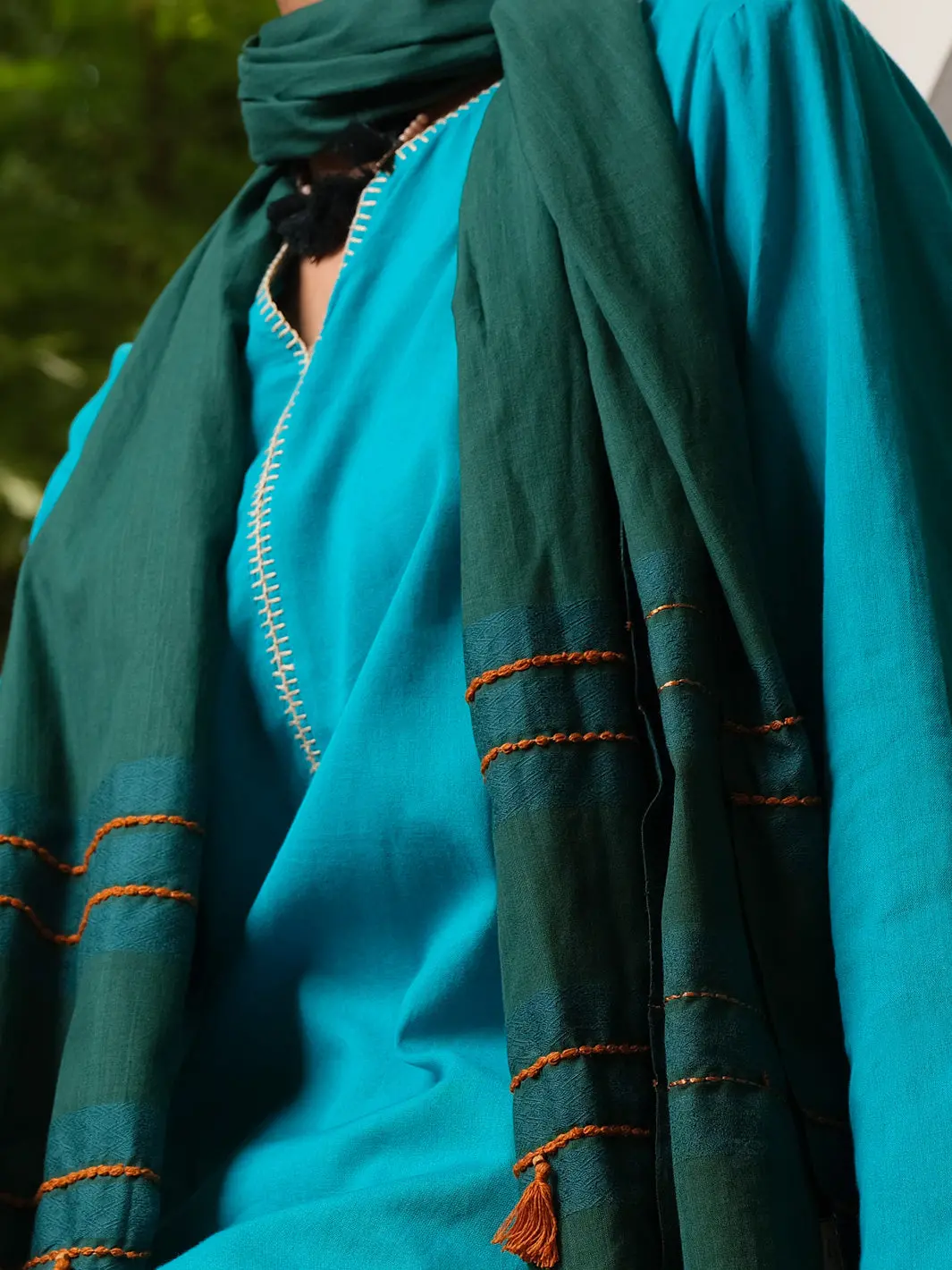 Green Hand-Woven Cotton Silk Women Stole - Alcr-St-1002 1