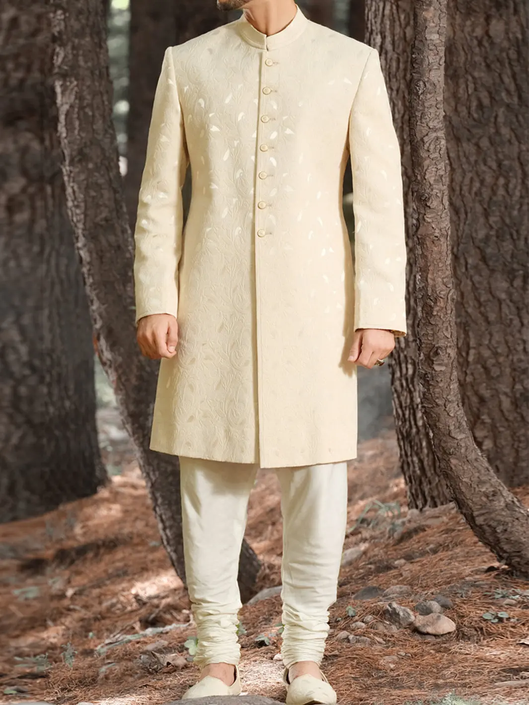 Off White Sherwani - Al-Sw-098 1
