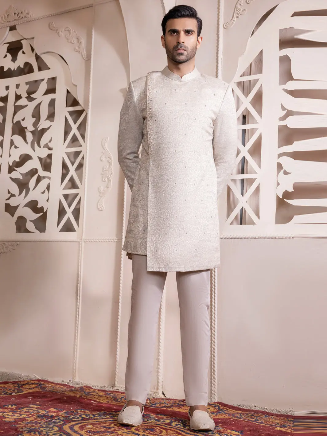 Silver Blended Men Sherwani - Al-Sw-123 1