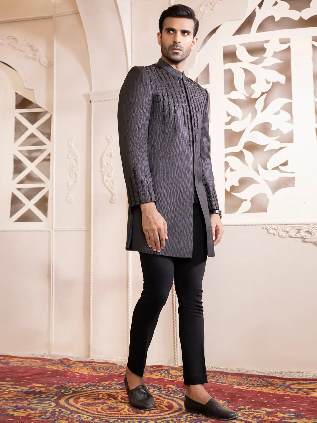 Black Blended Men Sherwani - Al-Sw-127 1