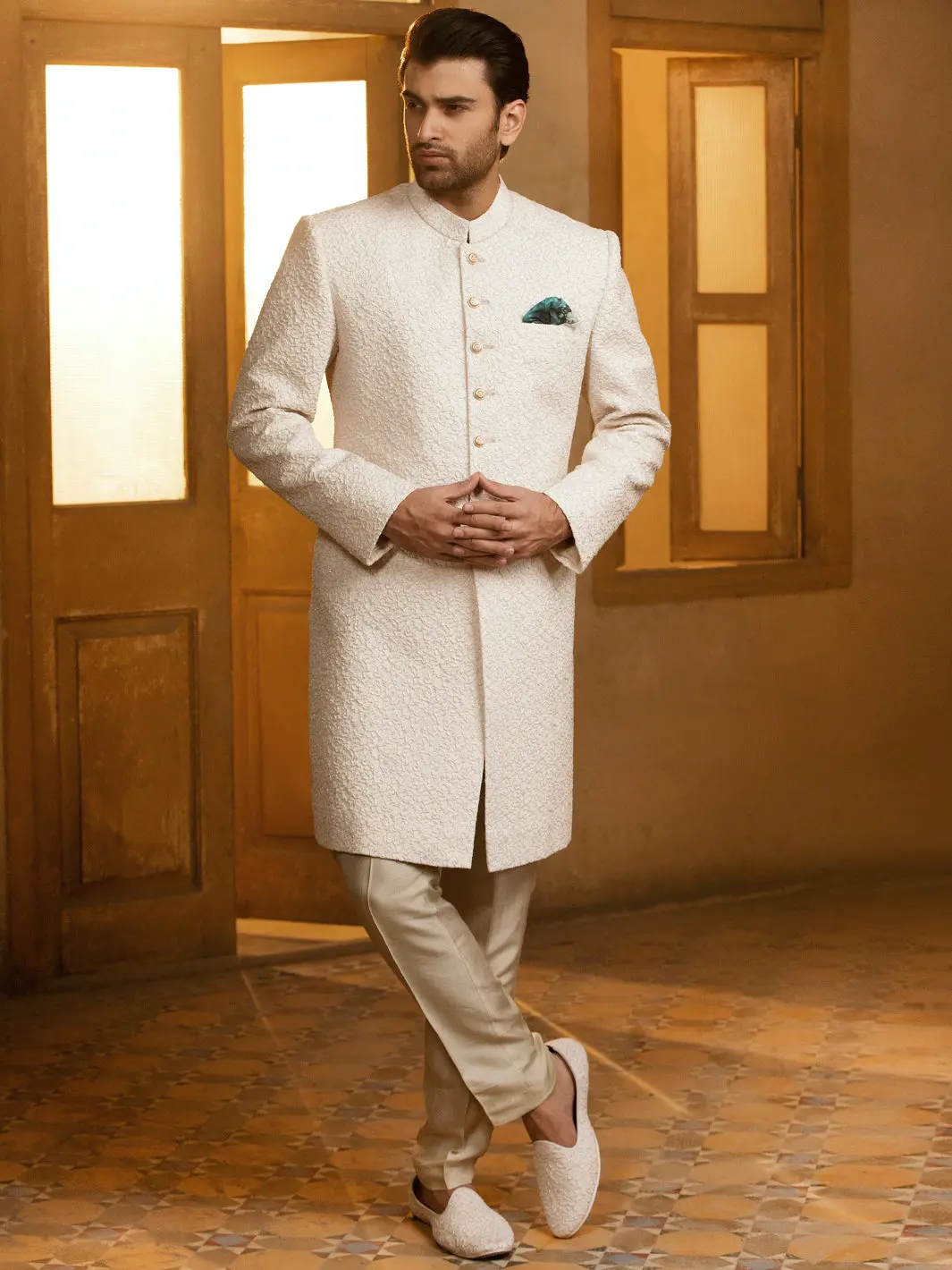 Cream Blended Sherwani - Al-Sw-141 1