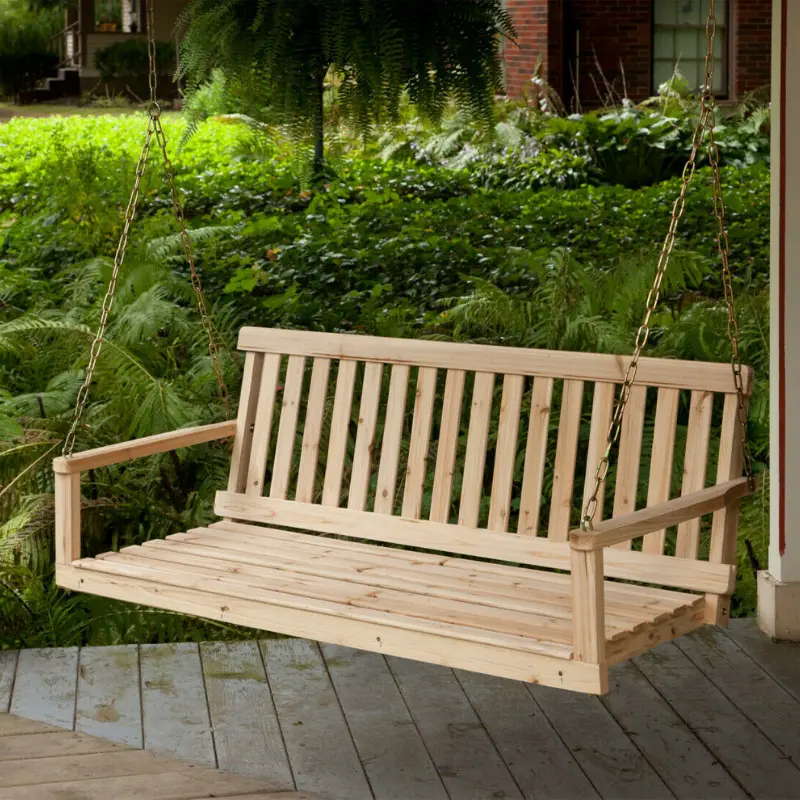 4' Hanging Wooden Outdoor Porch Bench Swing 1