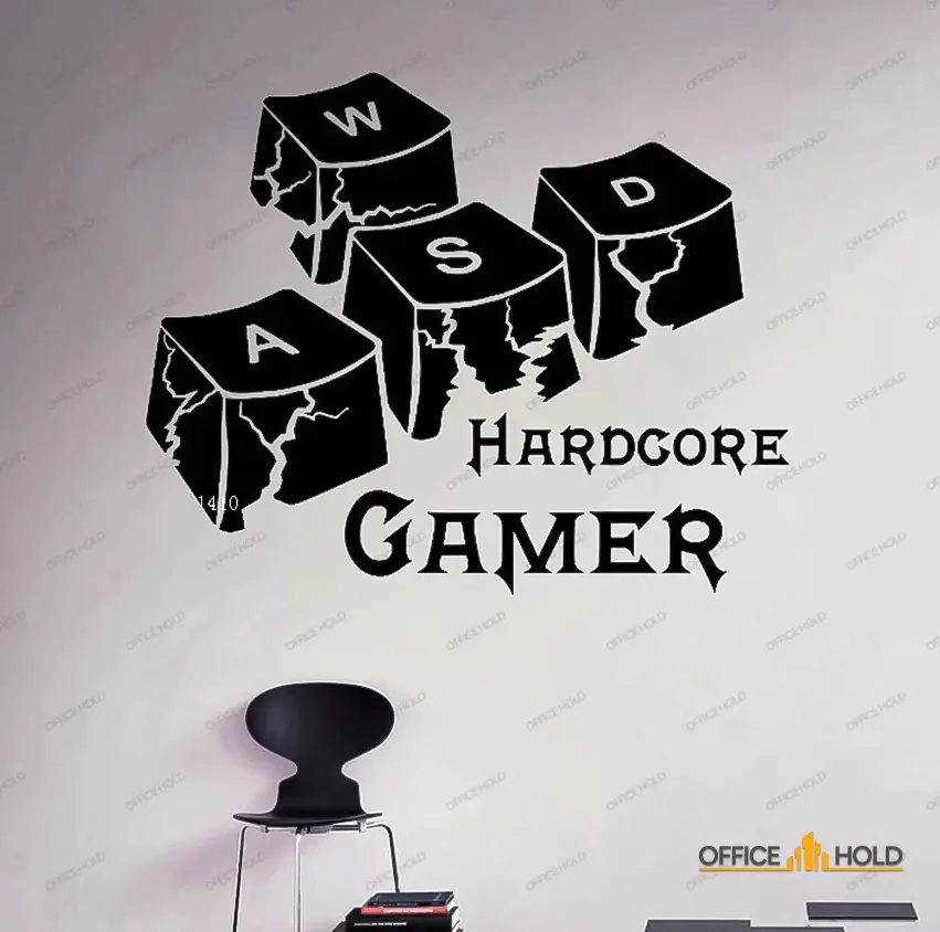 Hardcore Gamer Wasd Keyboard Keys Gamer Room Sign (Hg02) 1