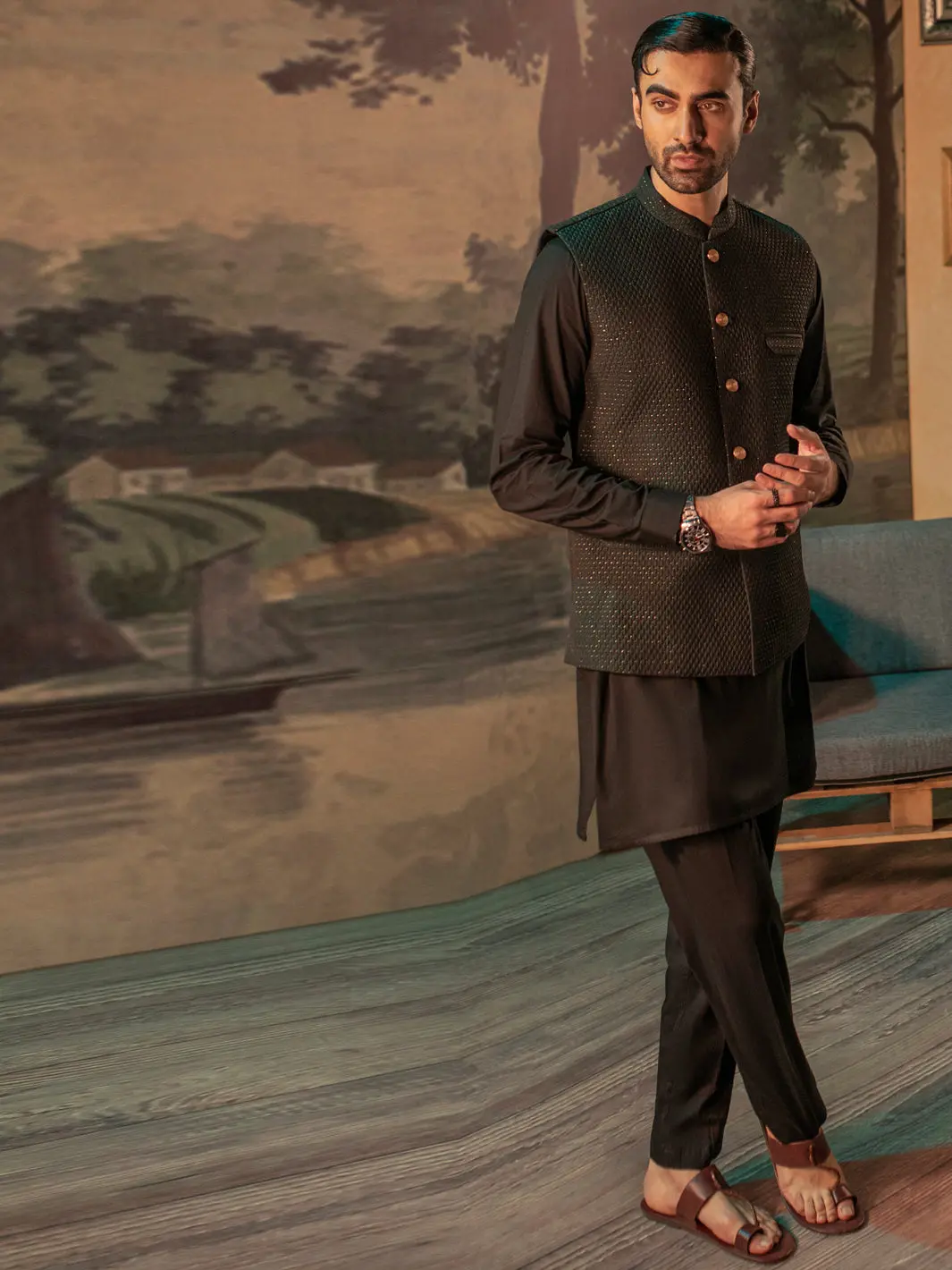 Dark Green Waistcoat - Al-Wc-508 1