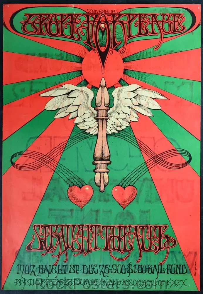 Auction - Aor 2.230 - 2Nd Annual Grope For Peace - 1967 Poster - Straight Theater -  Very Good 1