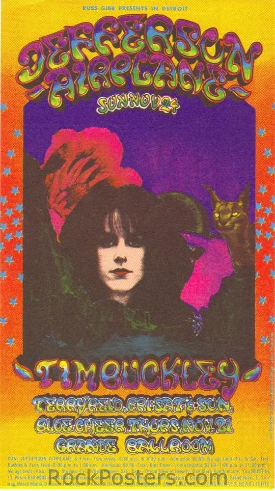 Auction - Aor 3.158 - Jefferson Airplane - 1968 Postcard - Grande Ballroom - Near Mint 1